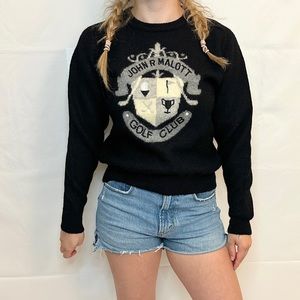 Vintage John R Malott Black Golf Club Wool Sweater - XS